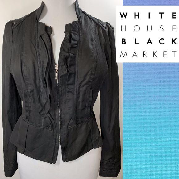 White House Black Market Jackets & Blazers - WHBM Ruffle Peplum Jacket with Front Zip